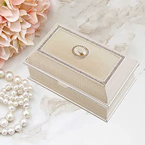 Lasody Rectangular Pearl Metal Jewelry Box Jewelry Organizer Box Jewelry Chest,Trinket Boxes For Women,Mother Day Anniversary Wedding Gifts thumb #3