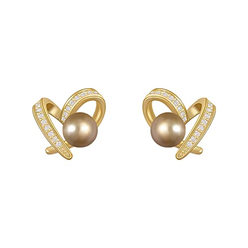 OdDdot Nuovo Classico Cuore Champagne Perla Stud Orecchini Gioielli alla Moda Matrimonio per Le Donne Festa Luce Lusso Anniversario Festa Regalo