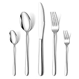 HONKKU Besteck Set, 30 Teilig Edelstahl Besteckset für 6 Personen, Essbesteck Set mit Abendessen Messer, Gabeln und Löffeln für Zuhause/Restaurant/Party/Bankett, Rostfrei Spülmaschinenfest
