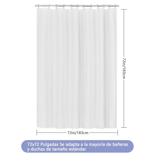 Miniatura 7 de Fiisayl Gofre Cortina De Ducha Para Bañera Cortinas Baño Tela Impermeable Poliéster Con 12 Ganchos Lavable A Máquina 183 X 183 Cm Blanco