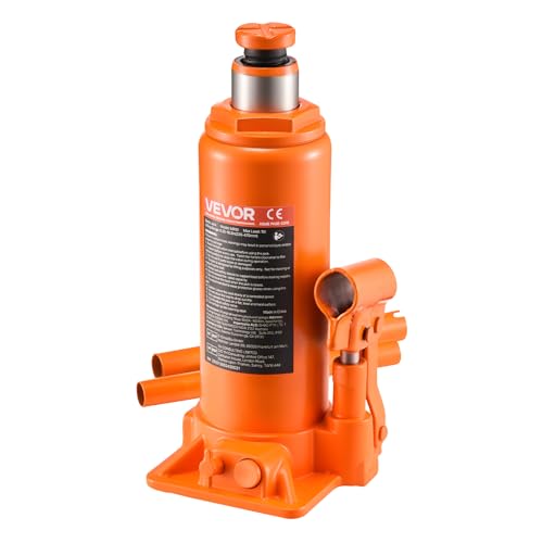 VEVOR Hydraulic Bottle Jack, 10 Ton (22046 lbs) Capacity, 9.3-18.5 Inch Lifting Range, Heavy Duty Welded Bottle Jack for Car, SUV, Pickup, Auto Repair, House Lift and Agricultural Equipment, Orange