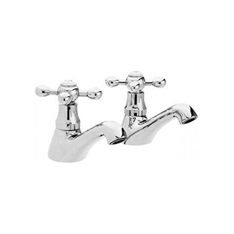 DBS Chrome Traditional Bath Filler Taps with Cross Head Handles Cover