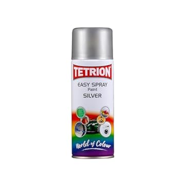 Tetrion Silver Spray Paint 400ml - High Gloss Finish for Metal, Wood, Ceramic, Plastic - Easy Use, Quick-Dry Formula for Professional Results