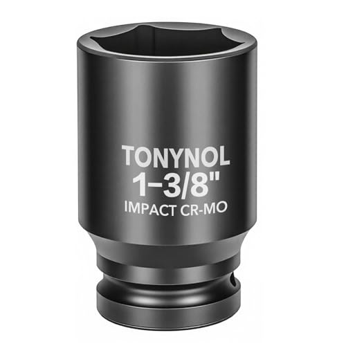 TONYNOL 3/4" Inch Drive Deep Impact Socket,6-Point,Sae 1-3/8",80mmL,CR-MO,Heavy-Duty Automotive & Industrial Repair