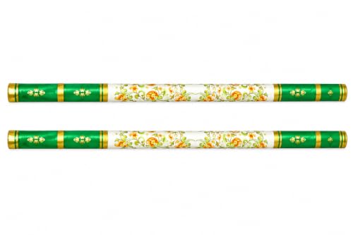 Turquoise Blue & Golden Dandiya Sticks with Attractive Traditional Pattern, Stylish Garba Raas Accessories for Navratri Dance, Festive Events & Cultural Celebrations