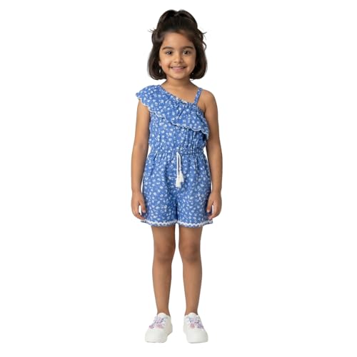 Image of Nautinati Girls Single-Strap Printed Jumpsuit with Assymetric Neckline | Age 2-10 Years