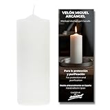 Velón Preparado San Miguel Arcángel – Ritual con Vela Blanca para Protección y Purificación | Vela Esotérica para Purificar nuestro entorno | Hecho a Mano con Hierbas | Incluye Instrucciones y Oración