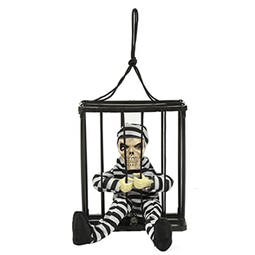 Decoraciones animadas de Halloween para jardín con este prisionero parlante interactivo