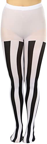 Image of ToBeInStyle Women's Wide Vertical Stripe Footed Footless Opaque Tights Leggings