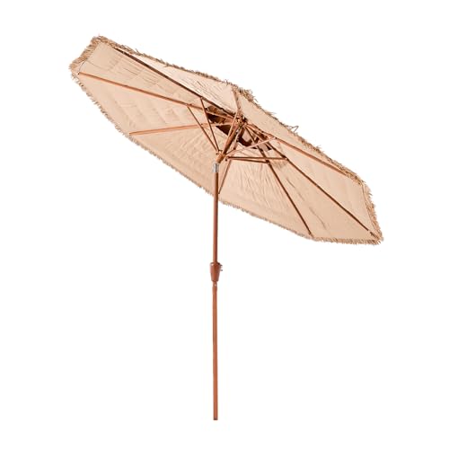 VEVOR 6.5 ft Thatched Patio Umbrella, Tiki Umbrella with Tilt with Durable PP Thatch and 8 Metal Ribs, Grass Pool Umbrellas for Beach, Patio