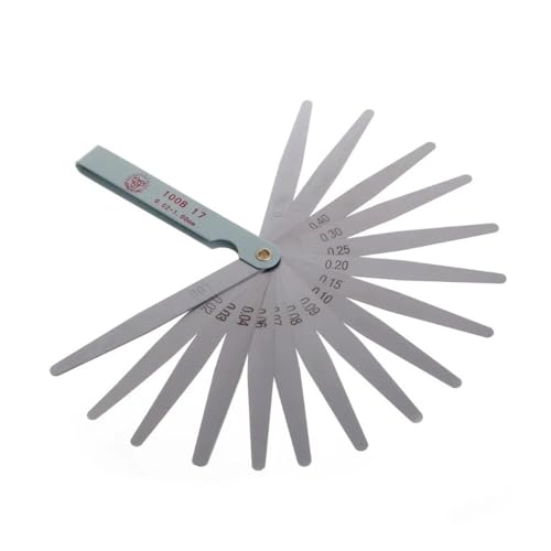 FEREOWNQ Medidor de espesores de 17 Cuchillas, Relleno de Huecos métricos, Herramienta de medición de Calibre de 0,02-1,00mm for Ajuste de válvula de Motor