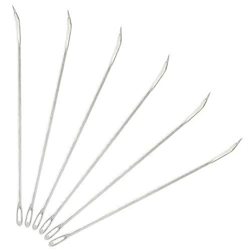Coufce 6 Pieces Stainless Steel Meat Trussing Needle Cooking Twine Bundle for Roasting and Cooking Supplies
