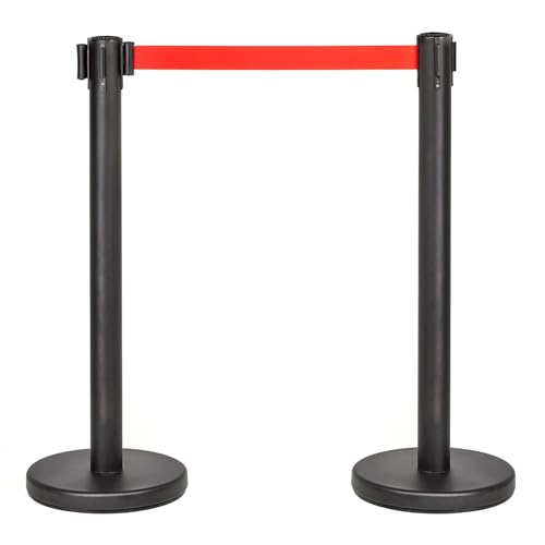 PINNERS Poste Separador Cinta Extensible 3 metros (2uds), Postes Separadores, Cinta No Pasar, Cinta Delimitadora, Poste Cinta Extensible Retráctil, Cinta Prohibido el Paso, Barrera Extensible 3 m