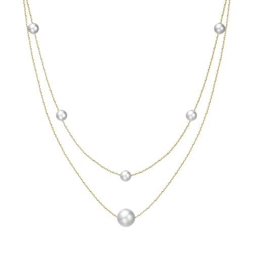 Collier 2 rangs argent femme doré à perles naturelles d'eau douce