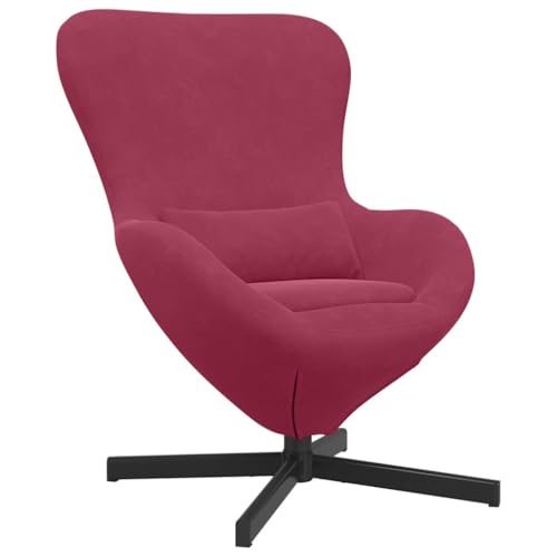 Tomostar Fauteuil Relax Pivotant, Fauteuil de Relaxation Chaise Œuf de Salon Rouge Bordeaux 63 x 73 x 90 cm Velours