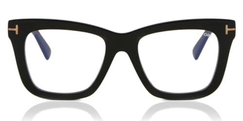 Image of Tom Ford Eyeglasses FT 5881 -B 001 Shiny Black, t Logo, Eco /Blue Block Lense
