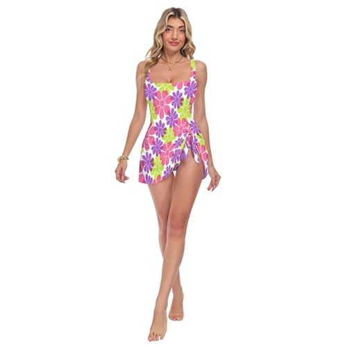 Maillot de bain une pièce femme floral de bain gainant imprimé pastel