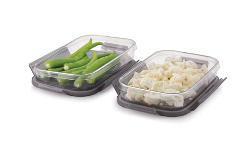 Image of INKULTURE Food Storage Container Set, Stackable with Locking Lids, Clear with Grey Lids, BPA-Free, | Pack of 02