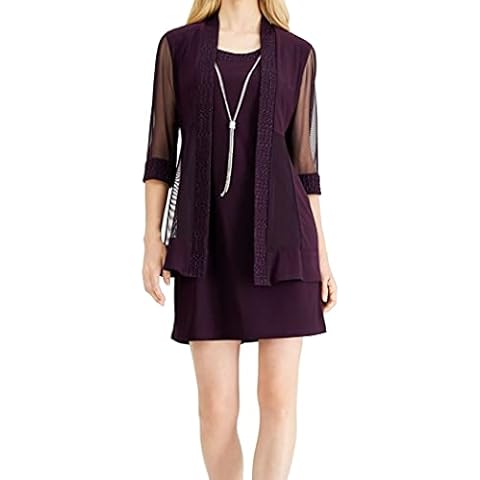 R&M Richards Womens Purple Sheer Evening Jacket UK Size: 16 Cover