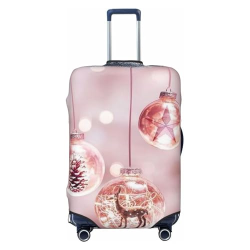 Red Christmas Ball Print Suitcase Cover Luggage Protector Washable Elastic Fashionable Travel Gear Cover
