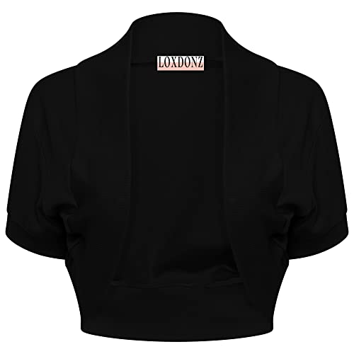 Image of Loxdonz Girl's Short Sleeve Shrug Childrens Kids Cotton Cardigan Bolero Shrug Jacket