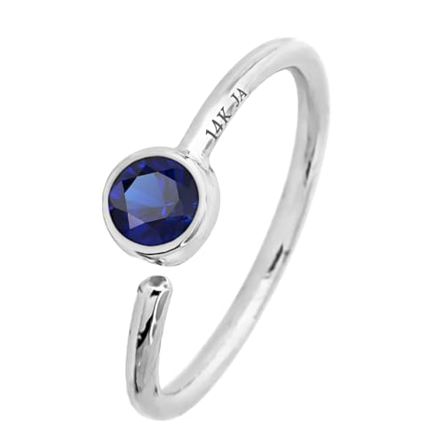 20G 14K Gold Blue Sapphire Nose Hoop Ring 0.015-0.11 carat Bezel Set Blue Sapphire 8mm Twist-open Nostril Ring Cartilage Hoop Tragus Ring Unisex