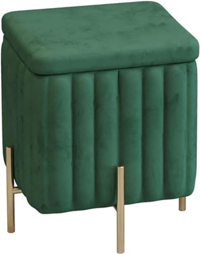 Pouf velours vert assise confortable de coiffeuse pieds dorés - 2