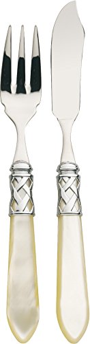 Bugatti ALCAM-S4285 Aladdin Fischbesteck-Set, 12-teilig, Edelstahl/ABS, elfenbeinfarben, 36 x 26 x 6 cm