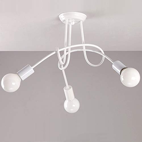 iDEGU 3 Luci Lampadario a Sospensione Retrò Lampada da Soffitto Industriale Paralume in Metallo E27 Lampada a Sospensione Moderna Plafoniera per Soggiorno, Camera da Letto (senza lampadine) (Bianco)