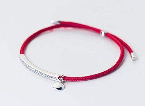 Bracelet en Argent S925 MOCHAMIK pour femme avec diamant et corde rouge