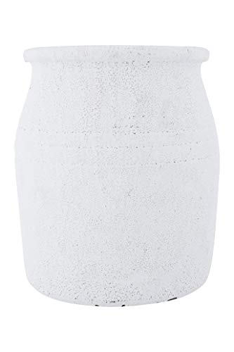Creative Co-Op Round Terra-Cotta Crock with Distressed Volcano Glaze, White