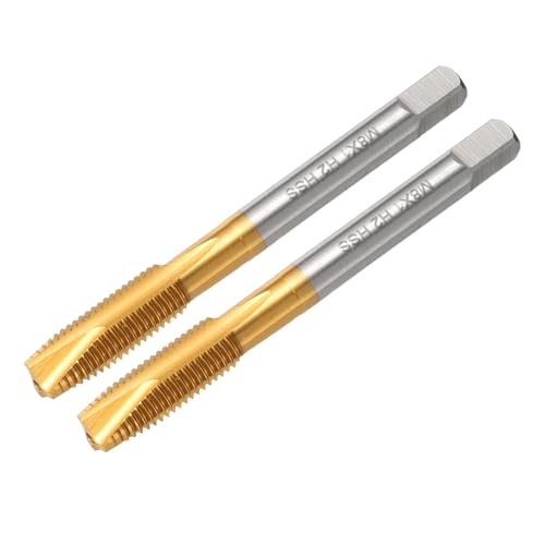 QUARKZMAN 2 Stück M8 x 1 B2 Metrisches Spiralpunkt-Gewindeschneidwerkzeug, Schraubengewindebohrer, Titanbeschichtete 6542 Hochgeschwindigkeitsstahl-Maschinen-Gewindeschneider