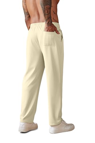 Image of COOFANDY Men's Knit Sweatpants Lightweight Open Bottom Casual Pants Drawstring Jogger Yoga Pants with Pockets