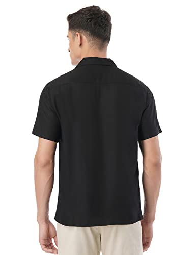 Image of FYLTR Men's Solid Rayon Casual Shirt with Resort Collar & Half Sleeves | Shirts for Men