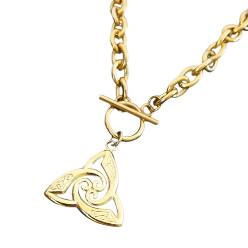 Collier pour homme nœud de la Trinité et pendentif triskel doré avec fermoir OT