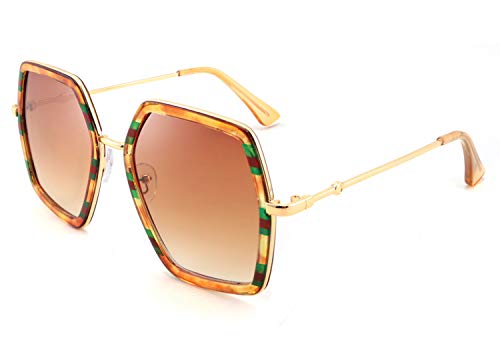 FEISEDY Women Large Hexagon Inspired Sunglasses Fashion Irregular Design Style Geometric B2503