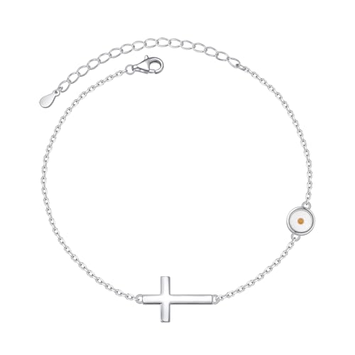 DAOCHONG Mustard Seed Cross Bracelet 925 Sterling Silver Faith Matthew 17:20 Bracelet Christian Jewelry Religious Gifts for Women Inspirational, 7