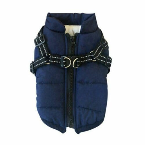 Pet Padded Warm Vest Dog Winter Jacket Waterproof Cold Weather Coats with Harness Built in,2 in 1 Dog Vest With Chest Strap Zipper For Small Medium Large Dogs