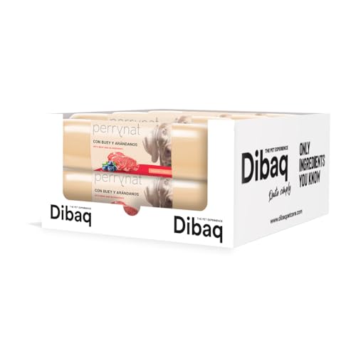 Salchicha para Perros Perrynat 800g - Dibaq. Alimento Completo para Perros. Snack y Entrenamiento. 80% Ingredientes Frescos. Sistema inmune Fuerte. (800, Buey y arándanos)