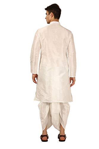 Image of Royal Kurta Men's Cotton Silk Dhoti Kurta (White)