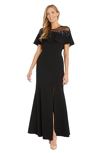 Amazon.com: R&M Richards Women's Long Stretch Beaded Dress W/Illusion  Neckline & Front Slit - Evening Gown, Cocktail Party, Gala Night :  Clothing, Shoes & Jewelry