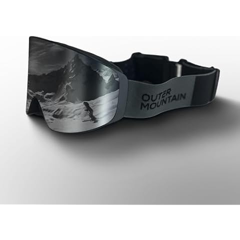 Outer Mountain Timbers - Snow Goggles - Snowboarding and Skiing Goggles, Polarized, UV Protection, Magnetic Lens (Full Revo Silver), Includes interchangable low light lens Cover