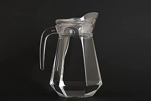 Image of Premium 1300ML Glass Water Jug with Airtight Lid & Handle | Beverage Carafe for Home Office Etc | Pitcher for Serve Juice Milk Beverage Chaas Cocktail (V Duck Pot 1.3 Liter)