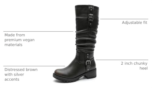 Image of GLOBALWIN Women's Chunky Low Heels Boots Knee High Boots For Women