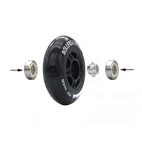 Rollerex Vxt500 Inline Skate/Rollerblade Wheels (2-Pack W/Bearings, Spacers And Washers) - Use On Roller Blades, Ripstiks, Luggage, Baggage Or Wheelchairs (Steel Black, 72Mm) #TOP2