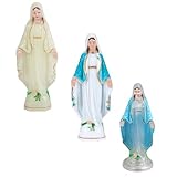Kichvoe 3 Stück Marienstatuen Kunststoff 15cm Nachtleuchtend 15cm Blau 10cm Transparent Tisch und Kirchendekoration Religiöse Figur für Wohn und Bürobereich