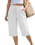 WROLEM Women Capri Pants Summer Loose Wide Leg...