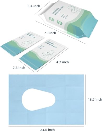 ARSUFQ 50 Stück Einweg Toilettenauflage Toilette Auflage Toiletten Sitzbezug für Kinder und Erwachsene Universal Töpfchentraining Toilette Töpfchentraining Liners Reisezubehör, einzeln verpackt Blau