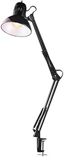 Globe Electric Architect 32" Swing-Arm Clamp-On Lamp, Finish, LED 12641, Black with Bulb