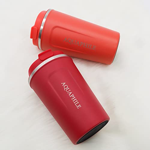 Aquaphile Reusable Coffee Cup, Coffee Travel Mug With Leak-Proof Lid, Thermal Mug Double Walled Insulated Cup, Stainless Steel Portable Coffee Tumbler, For Hot And Cold Drinks（Orange,12Oz) #TOP6